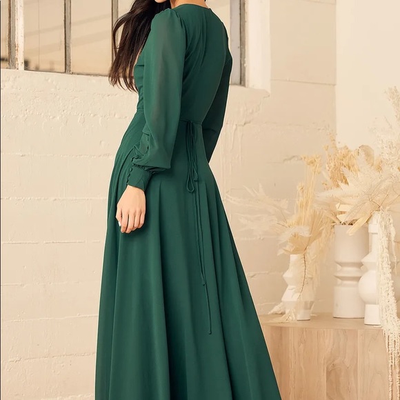 Emerald Green Wrap Dress - Picture 9 of 10